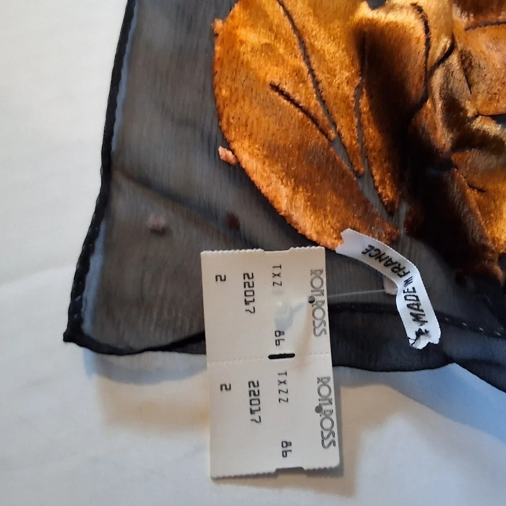 Ginormous Elegant Black and Gold Flocked French  Scarf NWT